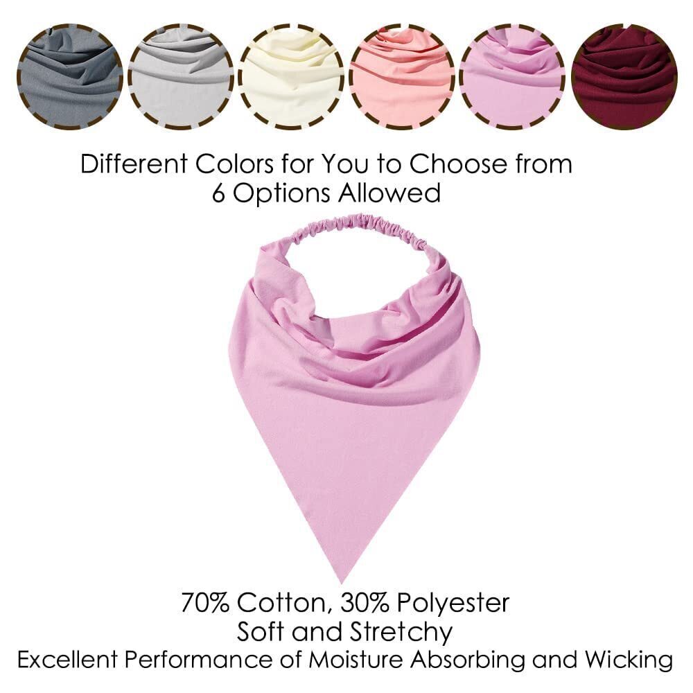 2774 6 Pack Hair Scarf Headband - Elastic Hair Kerchief Large Boho Triangle - Picture 4 of 5